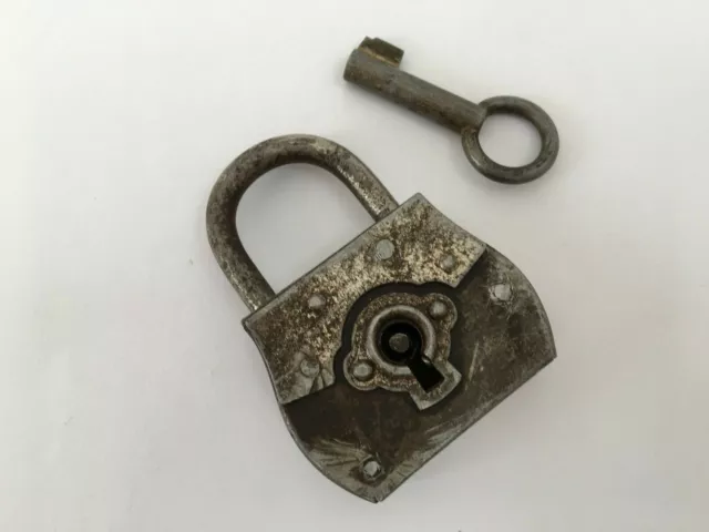 Lock Vintage Unique Made In Germany Iron Lock With Key Collectible