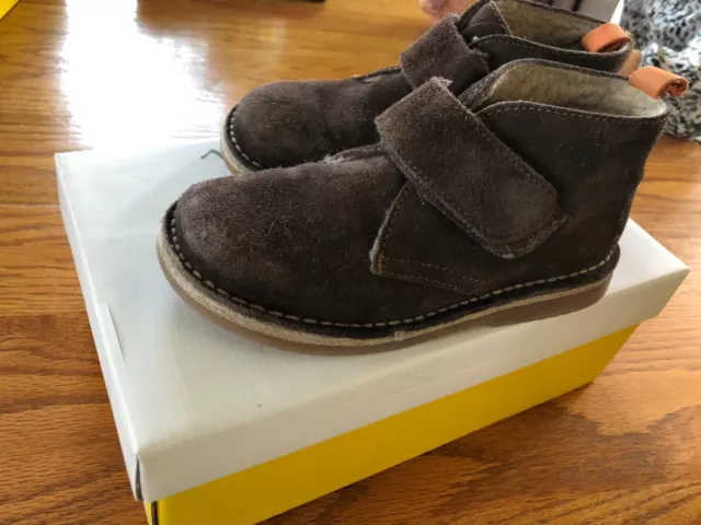 Mini Boden Boys Size 13 Dark Brown Suede Leather Desert Boots Shoes Hook & Loop