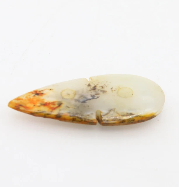 Collection hand-carved Chinese HeTian white jade pendant amulet D587