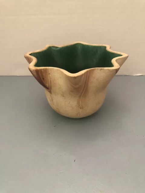 Romco Brown Glaze Small Planter Vintage Green Rocky Mountain Pottery Midcentury