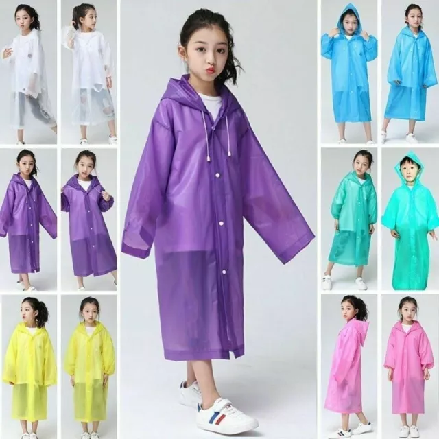Children Waterproof Hooded Rain Coat Kids Jacket Poncho Raincoat Long Outwear UK