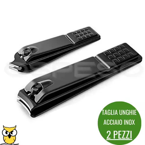 Tagliaunghie Professionale Acciaio Inox Colore Nero 2 Pezzi - 2 Misure