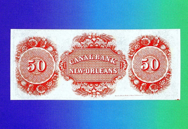 Louisiana New Orleans Canal Bank $50 Obsolete Currency UNCIRCULATED HIGH GRADE