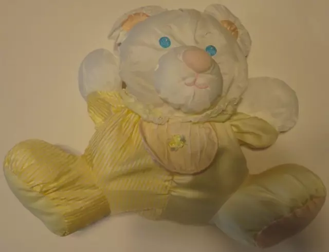 Puffalump vintage Fisher Price Bear with bib Yellow White Rattle