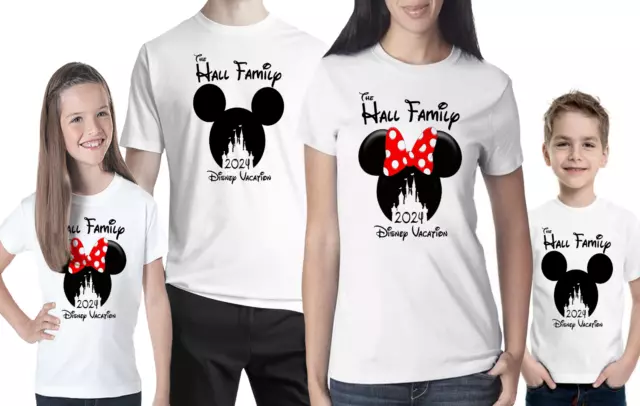 Personalised Minnie Mickey Mouse Disney 2024 Vacation T-Shirt Florida Paris