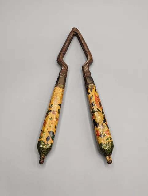 Persian Middle Eastern Lacquered Nutcracker with Floral Design - 19th Century