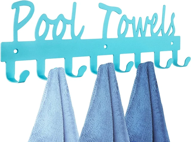 Pool Towel Rack for Bathroom Wall Mount Towel Hooks Towel Holder Carbon Steel Ha
