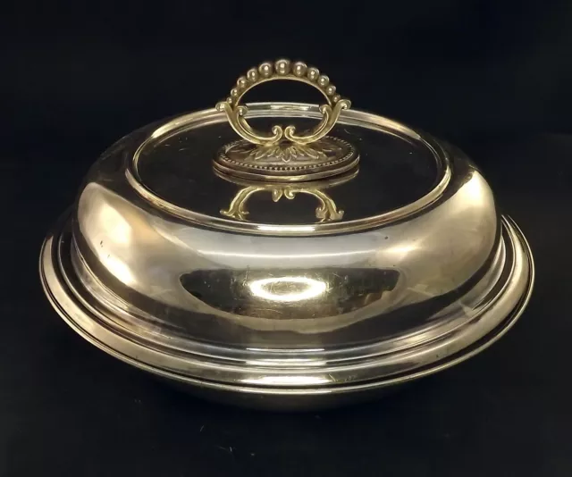 Vintage Silver Plate on Copper Lidded Serving Entree Dish