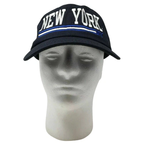New York NY Baseball Cap Blue White Striped Cotton OSFM Strap Back Hat Big Apple
