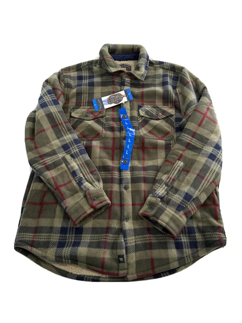 Freedom Foundry Sherpa Fleece Shirt Jacket NEW Mens Button Large L Green