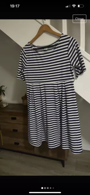 Mamas & Papas Maternity Dress Size 12 Striped Short Sleeves