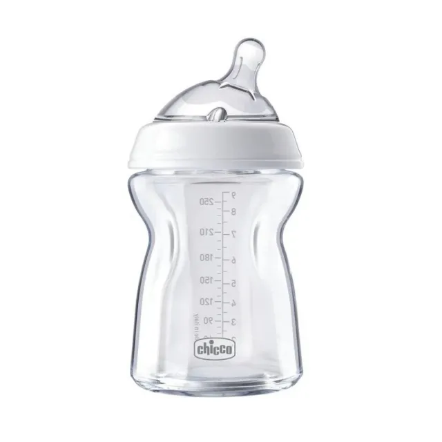 CHICCO NaturalFeeling - Glass Baby Bottle 0M + 250 ml Slow Flow