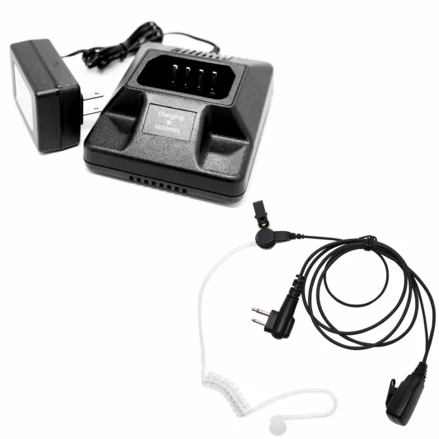 Charger & Earpiece w/ PTT Mic for Motorola GP88, PRO3150