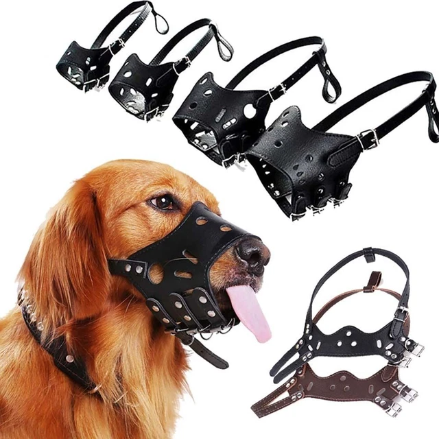 Pet Dog Muzzle Soft Leather Muzzle Dogs Anti-Biting Secure Adjustable Breathable