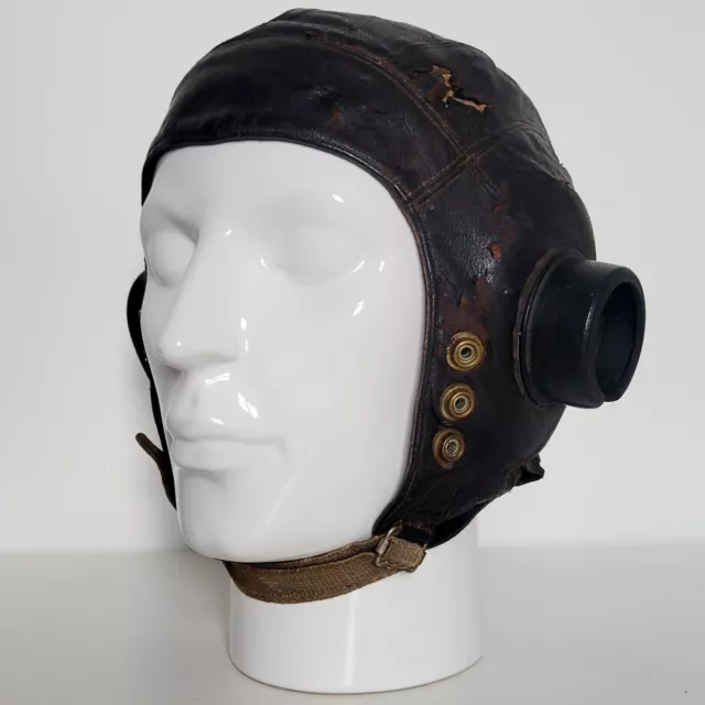 Ww2 Raf Flying Helmet Type C Wwii Leather Pilot Hat Fighter Bomber Aircrew Kit