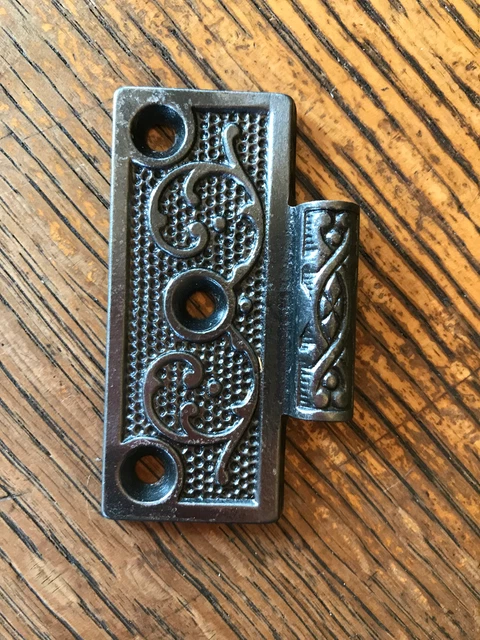 Antique Cast Iron Door Hinge, Left Half Only - 3" x 3"