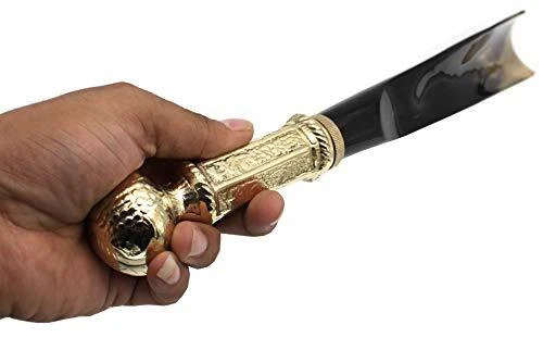 Shoe Horn Made with Real Horn Handmade. Easy Grip Long Brass handle Shoehorn