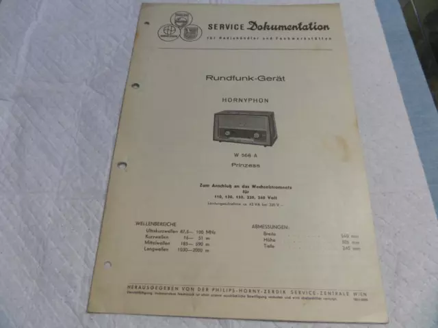 Philips Service Doku - Hornyphon Prinzess W 568 A  / Z77