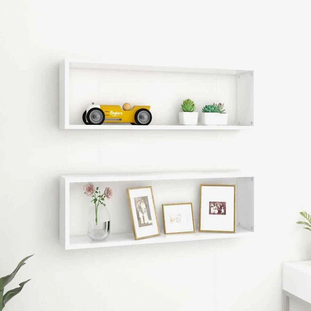 Vidaxl Mensole Parete a Cubo 2 pz Bianco 80x15x26,5 cm in Truciolato