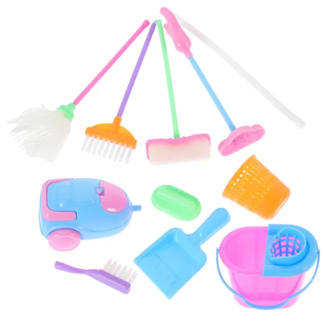 Dollhouse Mini Broom Miniature Mop Dust Pan Supplies Accessories