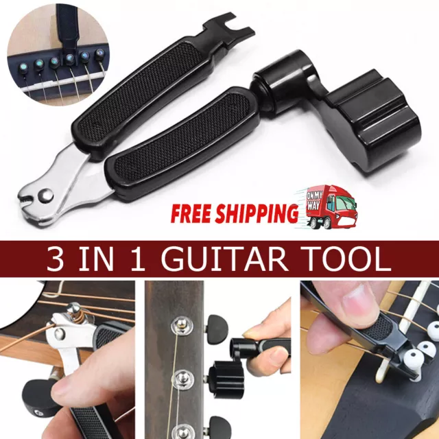 Guitar String Winder 3 in 1 - Cutter - Peg Pin Puller - Clamp - Tuning Tool