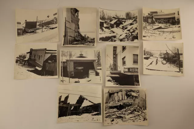 Rare Set of Original Photographs 'The Great Alaska Earthquake' Wreckage c.1964