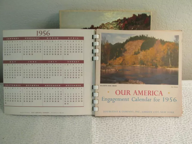 1956 Our America Engagement Calendar & Appointment Book In Original Box