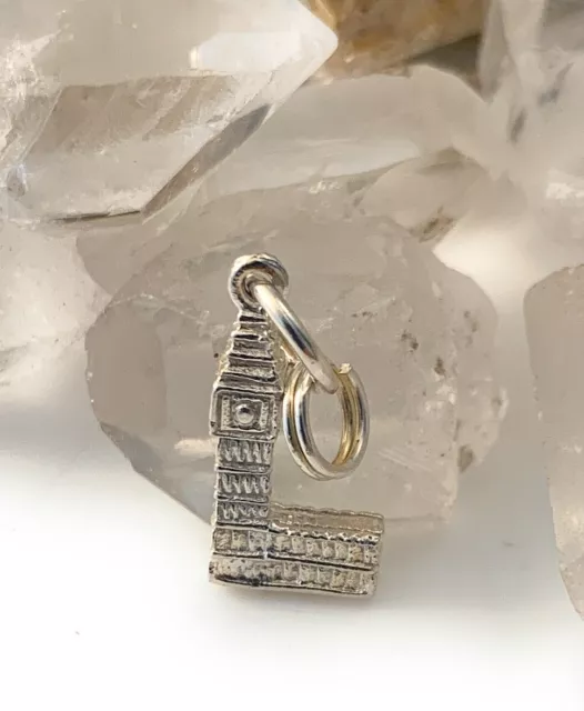 Sterling Silver Big Ben London Charm Pendant Solid 925 3