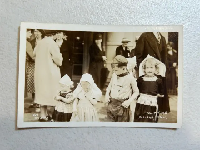 Vintage 1950's? Tulip Time Holland Michigan Real Photo Postcard - Children