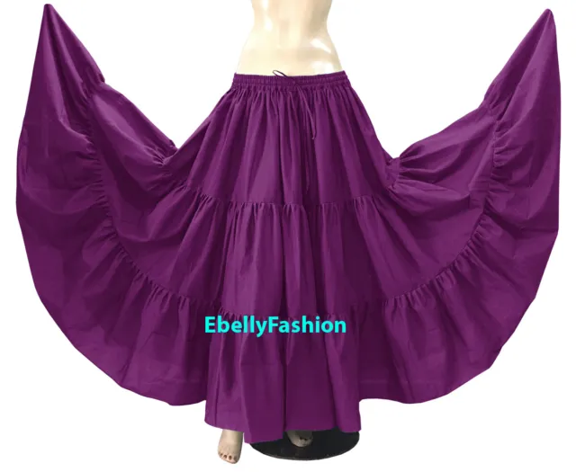 Light Purple  Cotton Gypsy Skirt 3 Tier 10 Yard Belly Dance Tribal  Flamenco