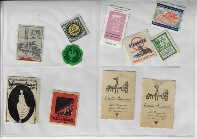 Lot of 11 Vintage Italian Advertising Stamps Standard Motor Oil Mobil Gas