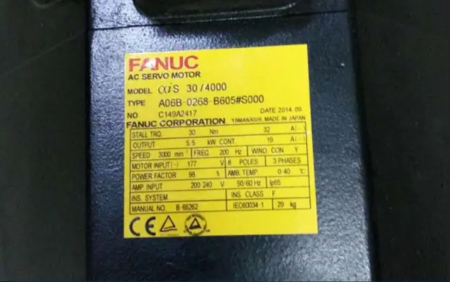 ONE Fanuc aiS 30/4000 AC Servo Motor 177 V 5.5 kW A06B-0268-B605#S000