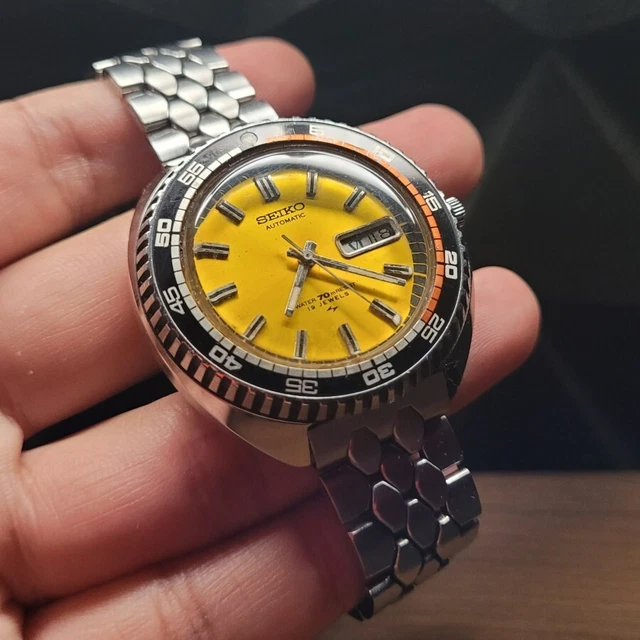 Watch Rally Brand RARE SEIKO RALLY Diver Automatic Watch 7006 8030 Yellow Dial Vintage ...