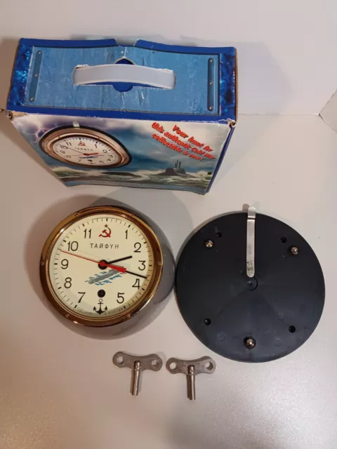 Russian Vintage Submarine Wall Clock! Rare! With 2 Keys!  Non Working