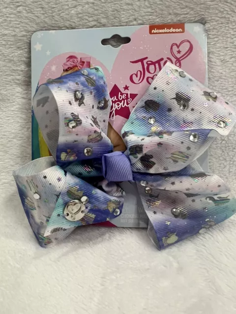 Jojo Siwa Unicorn Grosgrain Hair Bow Pink Purple Rainbow Rhinestone New