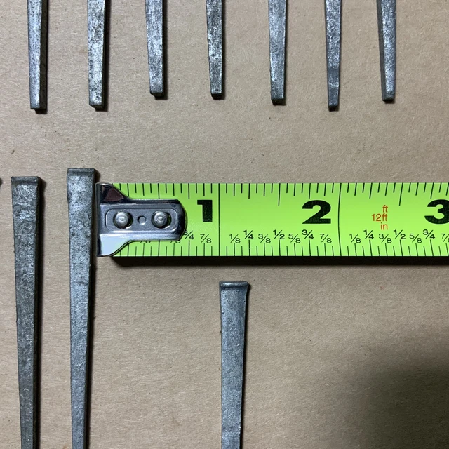 Square Cut Nails Galvanized Lot of 50 2.5" by 0.25" by 0.125" Vintage 3