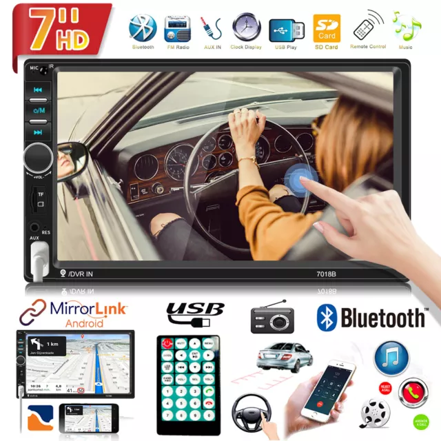 Bluetooth 7 Inch Double 2DIN Car Radio Stereo FM Touch Screen USB AUX MP5 Player