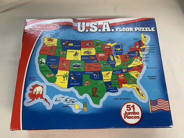 U.S.A FLOOR PUZZLE BY MELISSA & DOUG 51 PIECE JUMBO PIECE Complete!