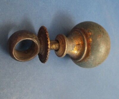 Single Edwardian Brass well Patinated Curtain pole finial 5cm long x 2.5cm outer