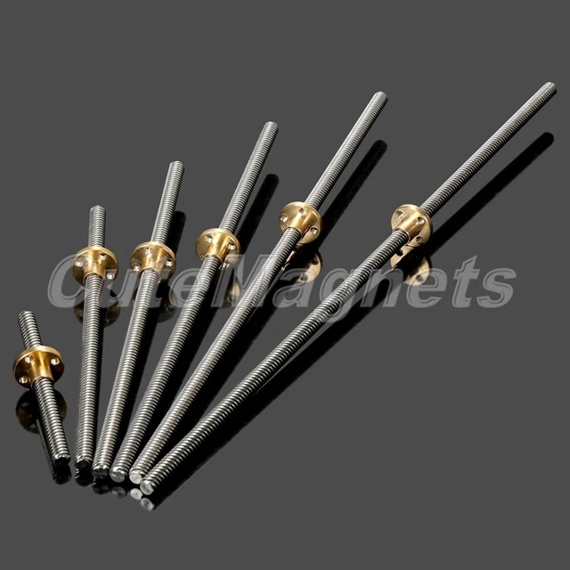 100-400mm Length 3D Printer 8mm Lead Screw Rod Linear Rail Bar Shaft + Brass Nut