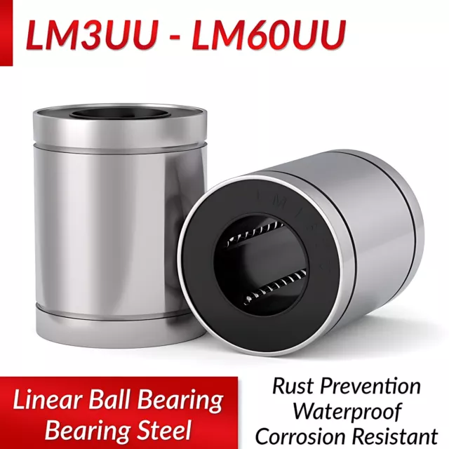 Closed Linear Ball Bearing Bushing with Rubber Seals - from LM3-UU to LM60-UU