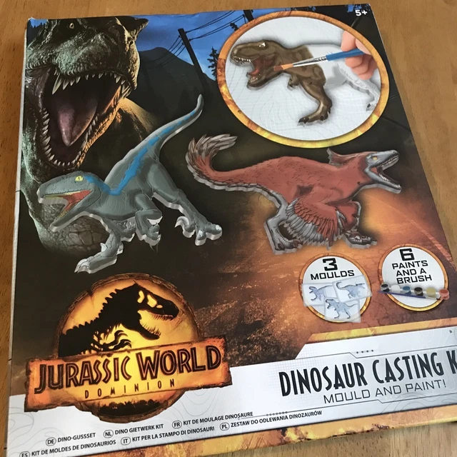 JURASSIC WORLD DOMINION Dinosaur Casting Kit Paint Set Brush 3 Moulds ...