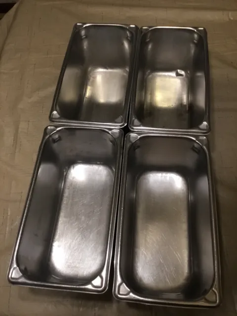 4 Used 1/3 Size Steamtable Stainless Pans Nice And Clean Ready To Use