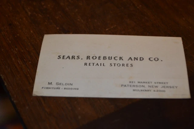Vintage Sears, Roebuck And Co. Business Card : Furniture : Paterson, New Jersey