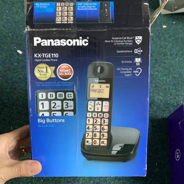 Panasonic KX-TGE110EB BIG BUTTON cordless telephone *USED ONCE*