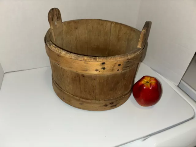 Primitive antique half-stave wooden bucket