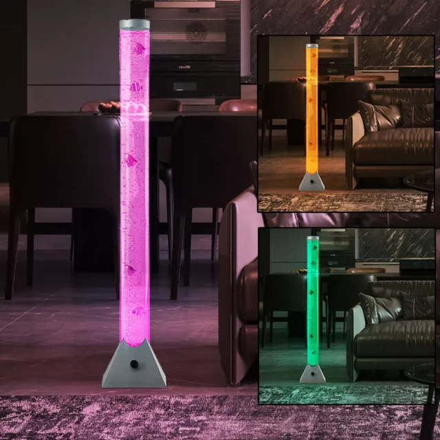 Sprudelsäule Wassersäule Stehleuchte Flurlampe Farbwechsel Fische RGB LED 120 cm