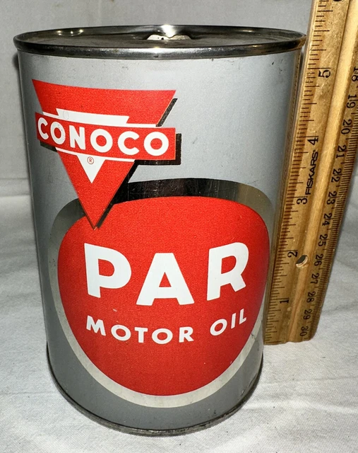 Antique Conoco Par Motor Oil Tin Litho Can Continental Gas Service Station Golf Antique Conoco Par Motor Oil Tin Litho Can Continental Gas Service Station Golf
