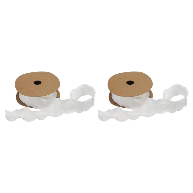 2 piezas cinta de 1,5 pulgadas 10 yardas satinada doble borde volante blanca color liso