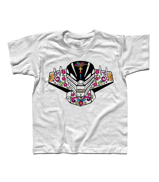 T-shirt bambino Jeeg robot d'acciaio in versione teschio messicano Mexican skull